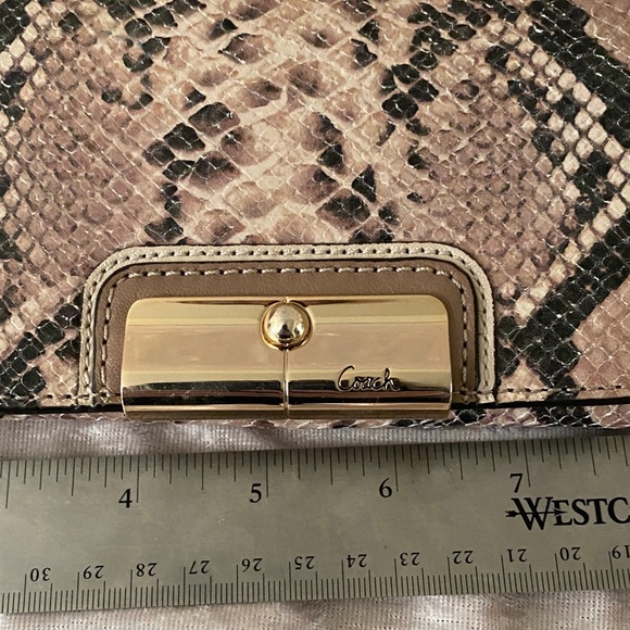 Coach Beige and Black Snake Print purse and wallet set. Excellent condition